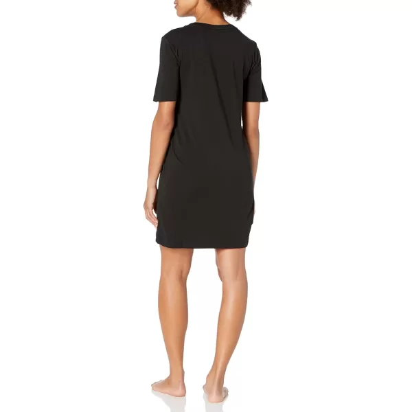 Calvin Klein Womens Embossed Icon Lounge Short Sleeve NightshirtBlack