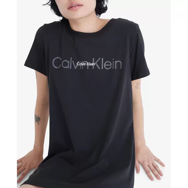 Calvin Klein Womens Embossed Icon Lounge Short Sleeve NightshirtBlack