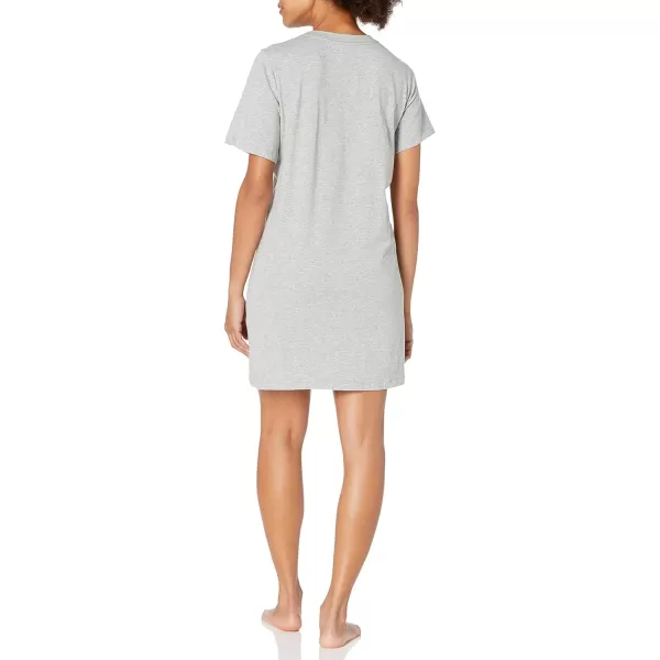 Calvin Klein Womens Embossed Icon Lounge Short Sleeve NightshirtGrey Heather