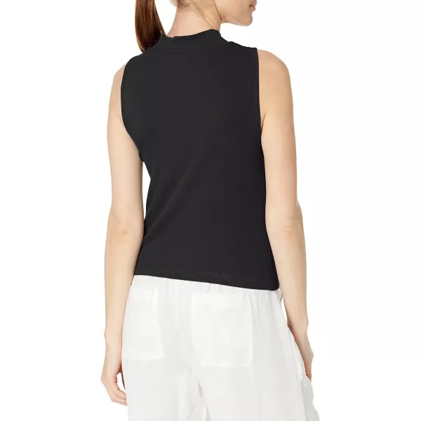 Calvin Klein Womens Everyday Embrodery Monogram Cropped SS Short Sleeve Mock NeckBlack