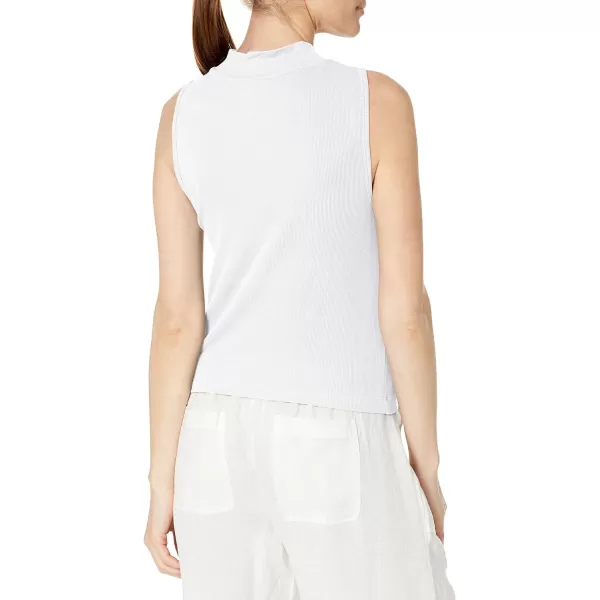 Calvin Klein Womens Everyday Embrodery Monogram Cropped SS Short Sleeve Mock NeckWhite