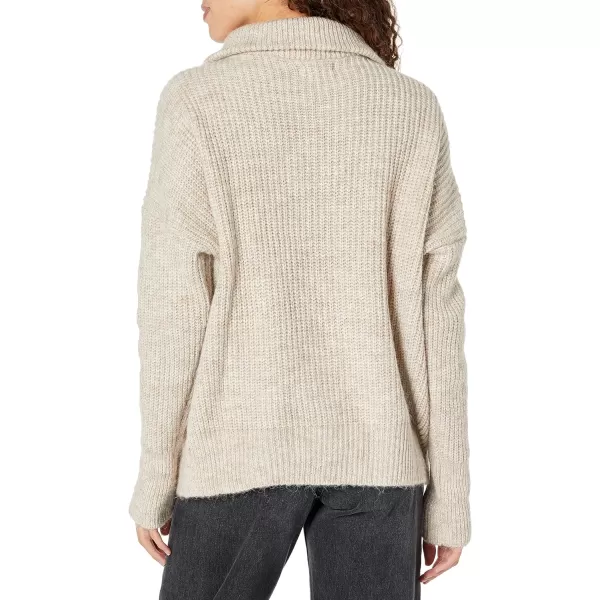 Calvin Klein Womens Everyday Oversized LS Half Zip Mock Neck Long SleeveMocha Heather