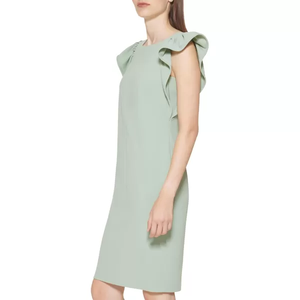 Calvin Klein Womens Flutter Sleeve Knee Length Sheath DressMeadow