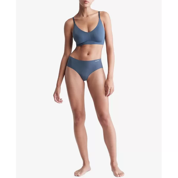 Calvin Klein Womens Invisibles Comfort Lightly Lined Seamless Wireless Triangle Bralette BraBlue Edge