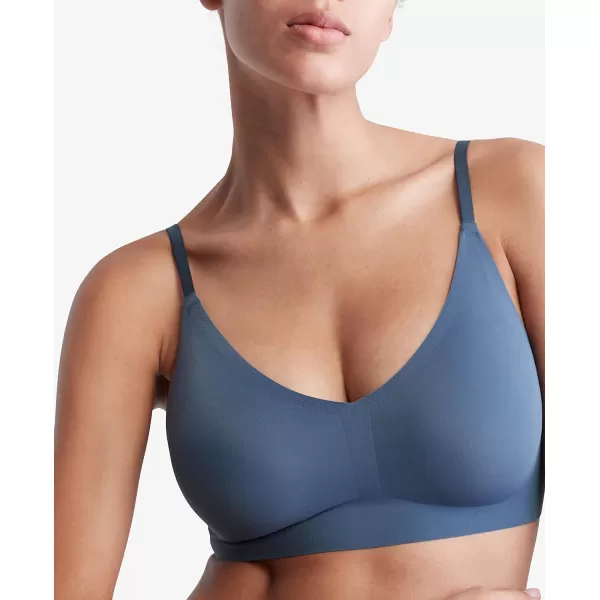 Calvin Klein Womens Invisibles Comfort Lightly Lined Seamless Wireless Triangle Bralette BraBlue Edge