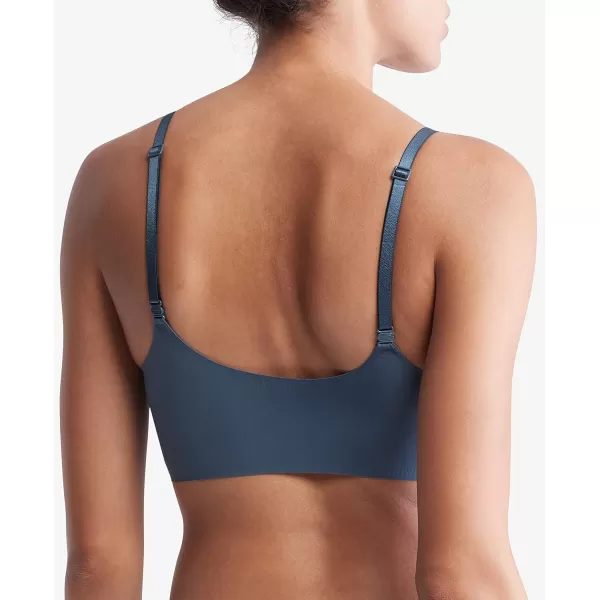 Calvin Klein Womens Invisibles Comfort Lightly Lined Seamless Wireless Triangle Bralette BraBlue Edge