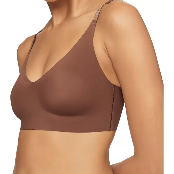 Calvin Klein Womens Invisibles Comfort Lightly Lined Seamless Wireless Triangle Bralette BraChestnut