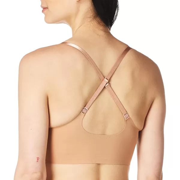 Calvin Klein Womens Invisibles Comfort Lightly Lined Seamless Wireless Triangle Bralette BraLight Chestnut