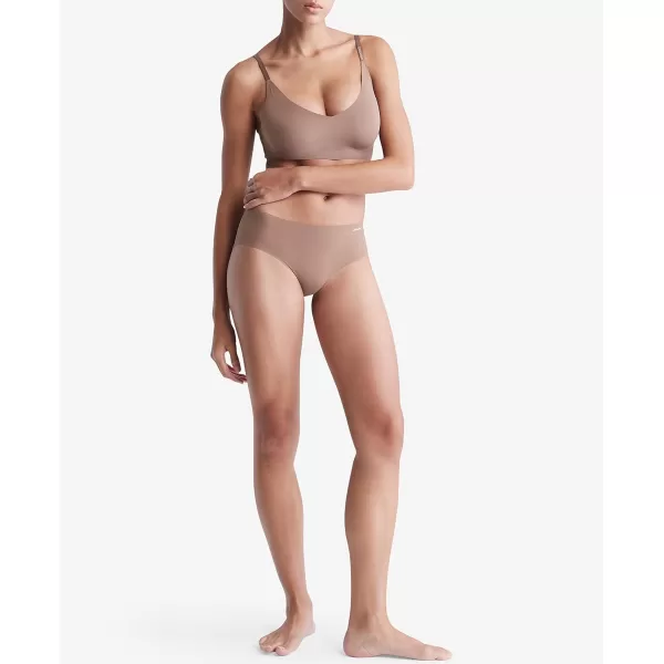 Calvin Klein Womens Invisibles Comfort Lightly Lined Seamless Wireless Triangle Bralette BraMauve Brown