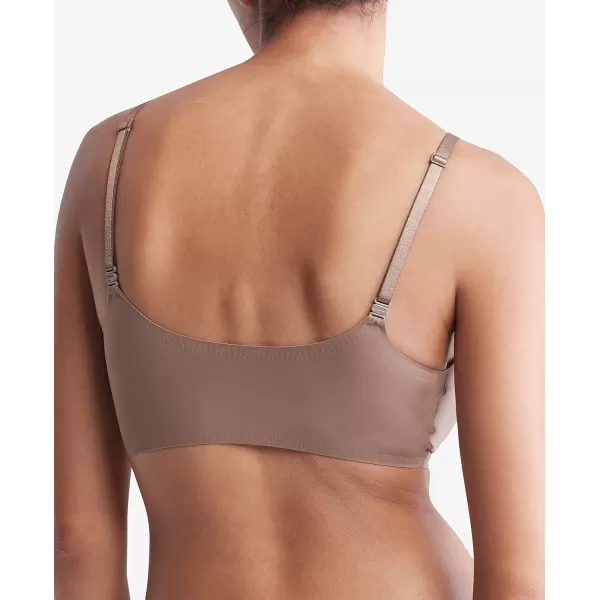 Calvin Klein Womens Invisibles Comfort Lightly Lined Seamless Wireless Triangle Bralette BraMauve Brown