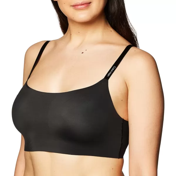 Calvin Klein Womens Invisibles Comfort Seamless Adjustable Skinny Strap Bralette BraBlack