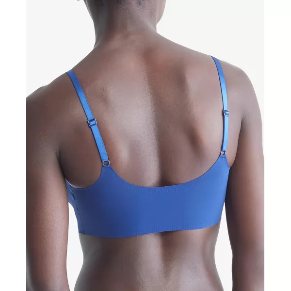 Calvin Klein Womens Invisibles Comfort Seamless Adjustable Skinny Strap Bralette BraBlue Depths