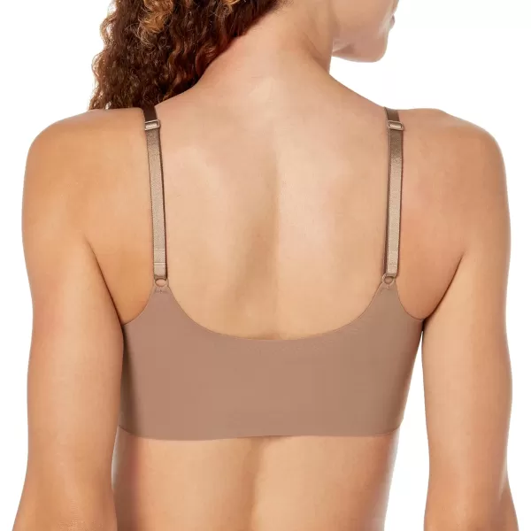 Calvin Klein Womens Invisibles Comfort Seamless Adjustable Skinny Strap Bralette BraMauve Brown