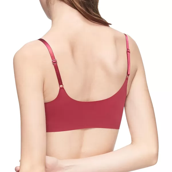 Calvin Klein Womens Invisibles Comfort Seamless Adjustable Skinny Strap Bralette BraRebellious