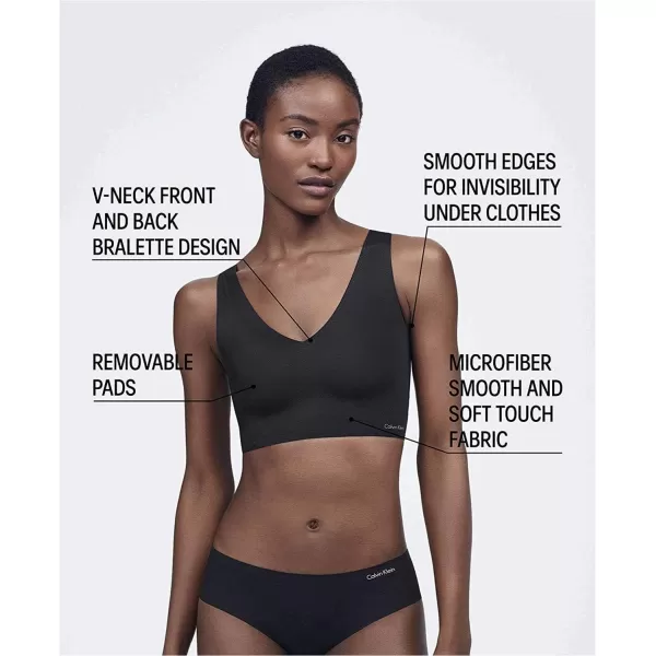 Calvin Klein Womens Invisibles Comfort Seamless Lightly Lined V Neck Bralette BraBlack