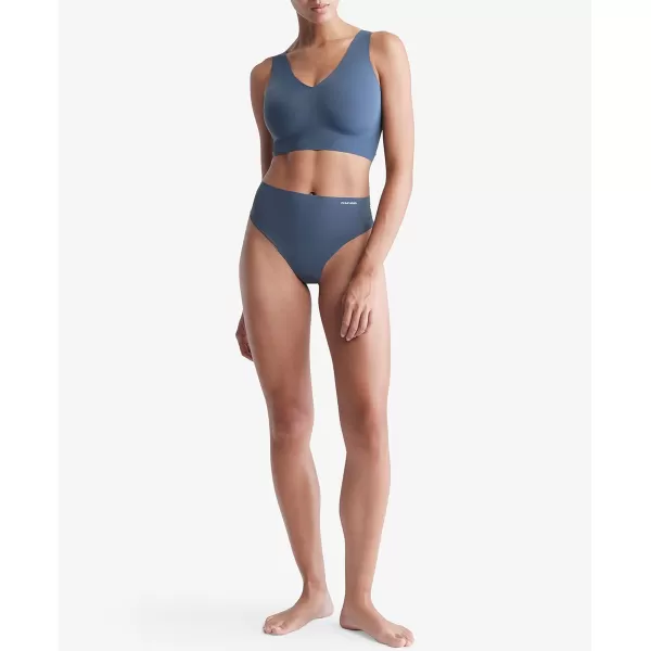 Calvin Klein Womens Invisibles Comfort Seamless Lightly Lined V Neck Bralette BraBlue Edge