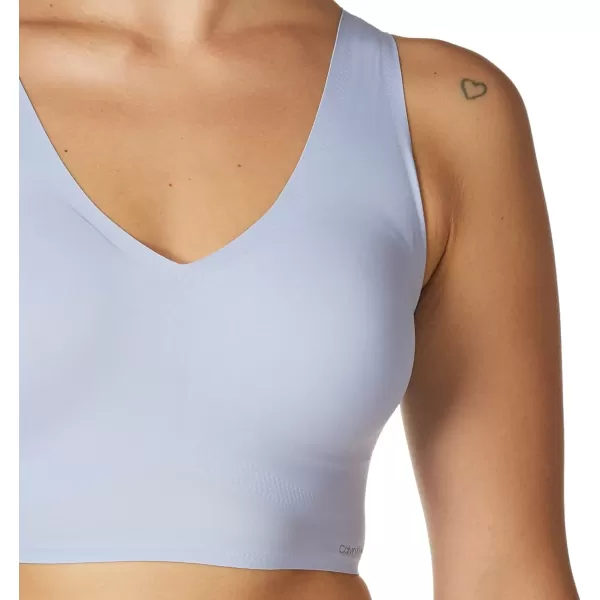 Calvin Klein Womens Invisibles Comfort Seamless Lightly Lined V Neck Bralette BraDusty Periwinkle