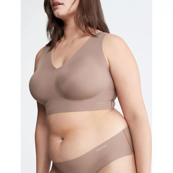 Calvin Klein Womens Invisibles Comfort Seamless Lightly Lined V Neck Bralette BraMauve Brown