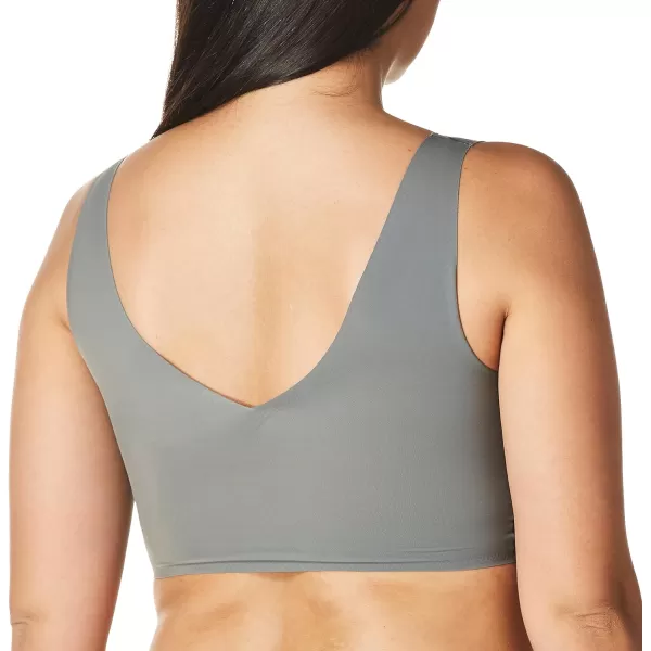 Calvin Klein Womens Invisibles Comfort Seamless Lightly Lined V Neck Bralette BraPewter