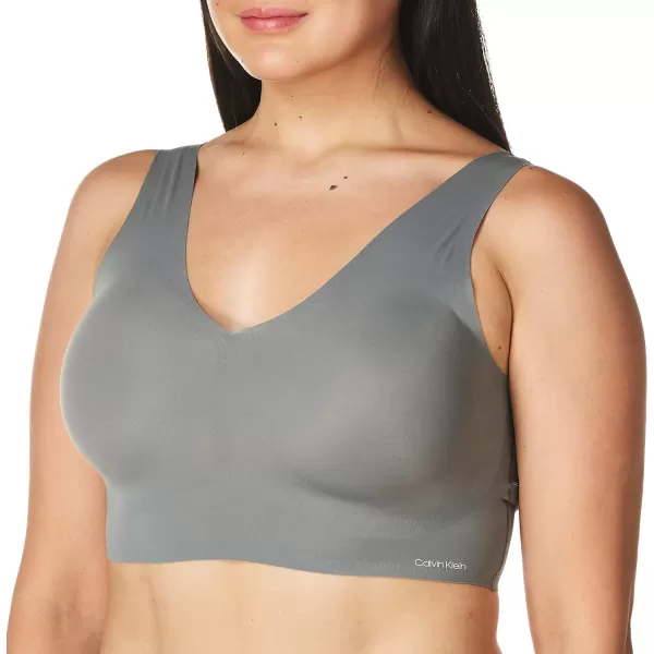 Calvin Klein Womens Invisibles Comfort Seamless Lightly Lined V Neck Bralette BraPewter