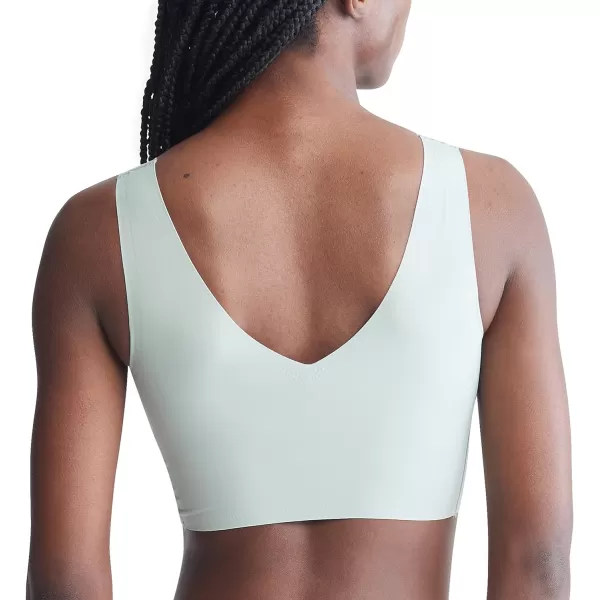 Calvin Klein Womens Invisibles Comfort Seamless Lightly Lined V Neck Bralette BraSage Meadow