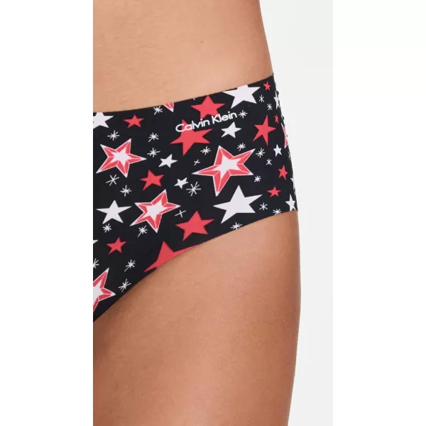 Calvin Klein Womens Invisibles Seamless Hipster Panties Multipack3 TomatoBeechwoodStarry Print Black