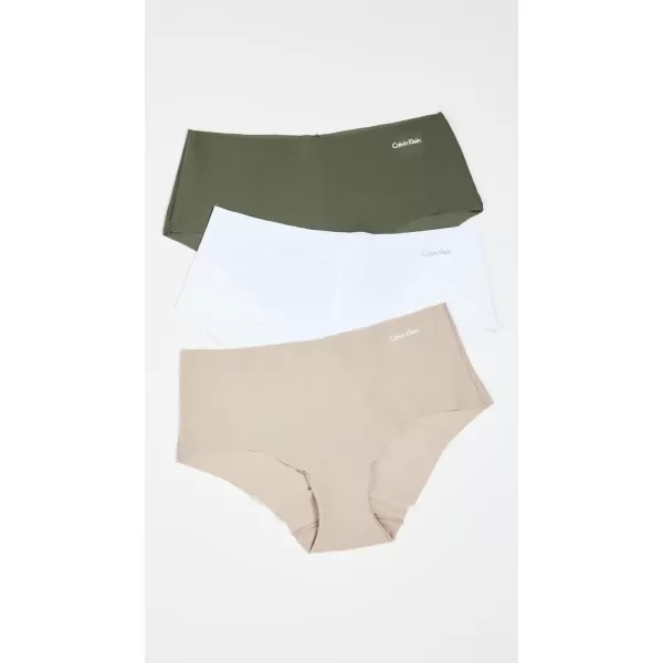 Calvin Klein Womens Invisibles Seamless Hipster Panties Multipack3 WhiteWinter LinenMoney Tree