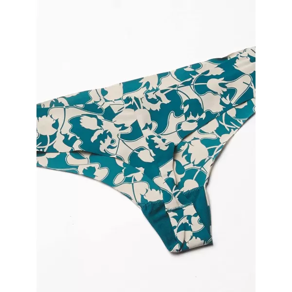 Calvin Klein Womens Invisibles Seamless Thong PantyMarbalzied Floral Minitopaz Gemstone