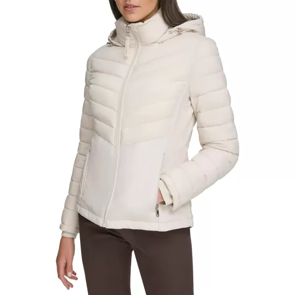 Calvin Klein Womens LightWeight Hooded Puffer JacketStony Beige