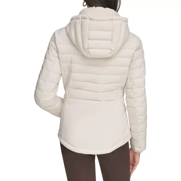 Calvin Klein Womens LightWeight Hooded Puffer JacketStony Beige