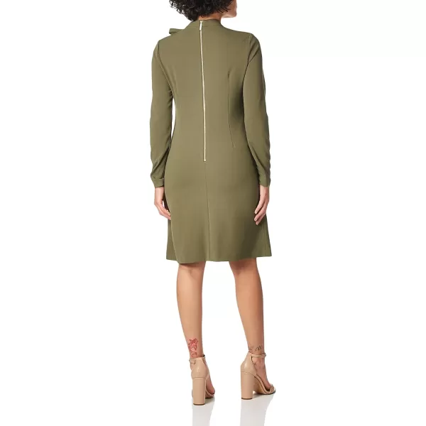 Calvin Klein Womens Long Sleeve Dress with Tie Neck DetailCaper Tie Neck