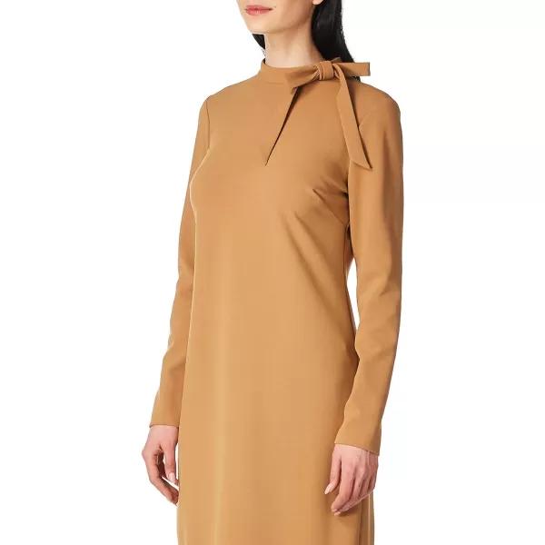 Calvin Klein Womens Long Sleeve Dress with Tie Neck DetailLuggage Tie Neck