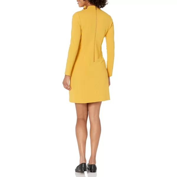 Calvin Klein Womens Long Sleeve Dress with Tie Neck DetailOchre Tie Neck