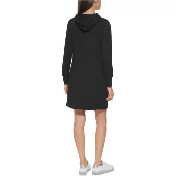 Calvin Klein Womens Long Sleeve Hoodie DressJet BlackGold