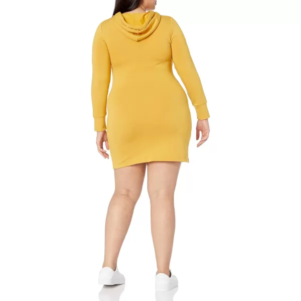 Calvin Klein Womens Long Sleeve Hoodie DressOchre Yellow