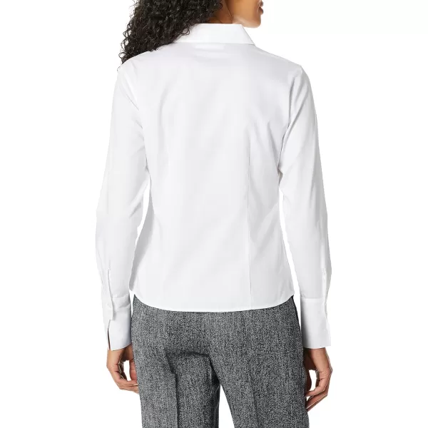 Calvin Klein Womens Long Sleeve Wrinkle Free Button Down BlouseWhite