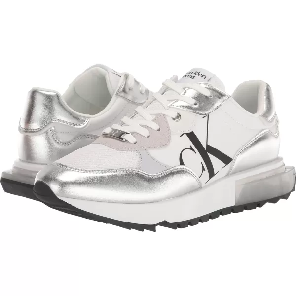 Calvin Klein Womens Magalee SneakerSilverWhite 040