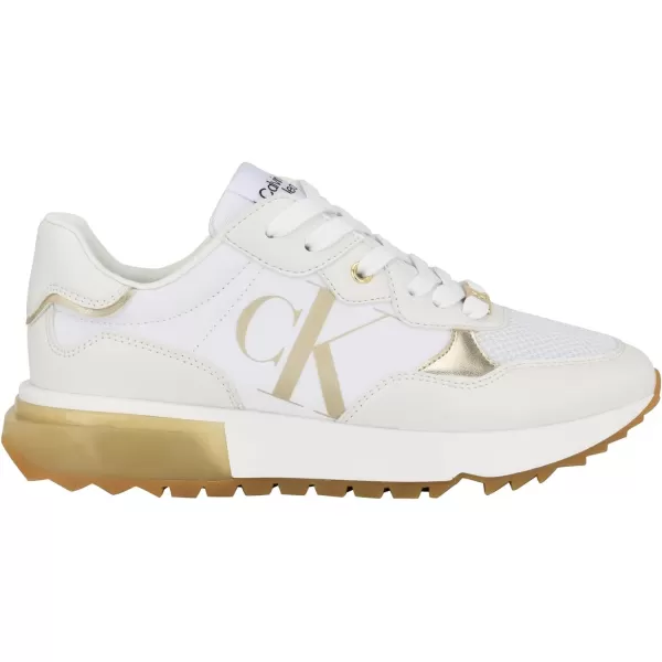 Calvin Klein Womens Magalee SneakerWhiteGold 142