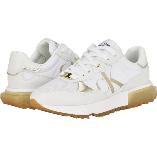 Calvin Klein Womens Magalee SneakerWhiteGold 142