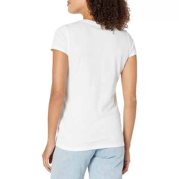 Calvin Klein Womens Matte Plastisol Wave Design Logo Short Sleeve ShirtWhite