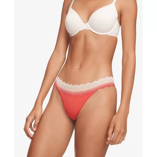 Calvin Klein Womens Micro with Lace Band Thong PantyStrawberry