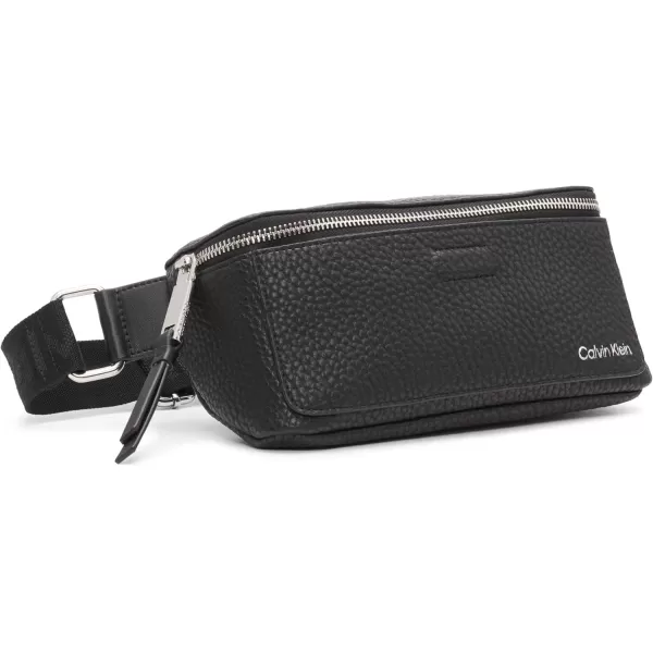 Calvin Klein Womens Millie Novelty Belt BagBlackSilver Hampton Pebble