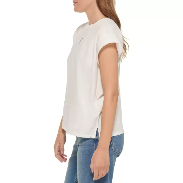 Calvin Klein Womens Minimal Logo Short Sleeve Tee Cut ShirtWhite