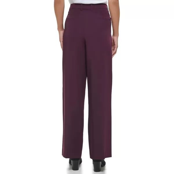 Calvin Klein Womens Misses Solid Crepe Pleated Straight Leg Pant Standard and Plus Size Aubergine 6Calvin Klein Womens Misses Solid Crepe Pleated Straight Leg Pant Standard and Plus Size Aubergine 6