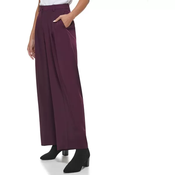 Calvin Klein Womens Misses Solid Crepe Pleated Straight Leg Pant Standard and Plus Size Aubergine 6Calvin Klein Womens Misses Solid Crepe Pleated Straight Leg Pant Standard and Plus Size Aubergine 6