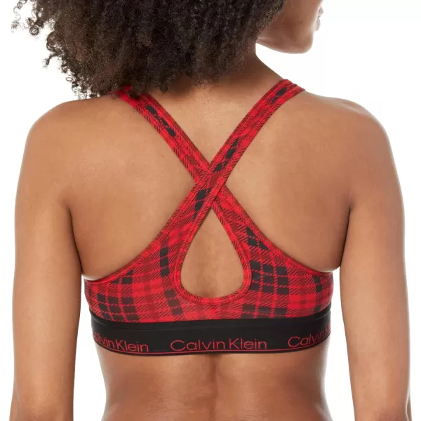 Calvin Klein Womens Modern Cotton Lightly Lined Wireless BraletteScotch Plaid Rouge