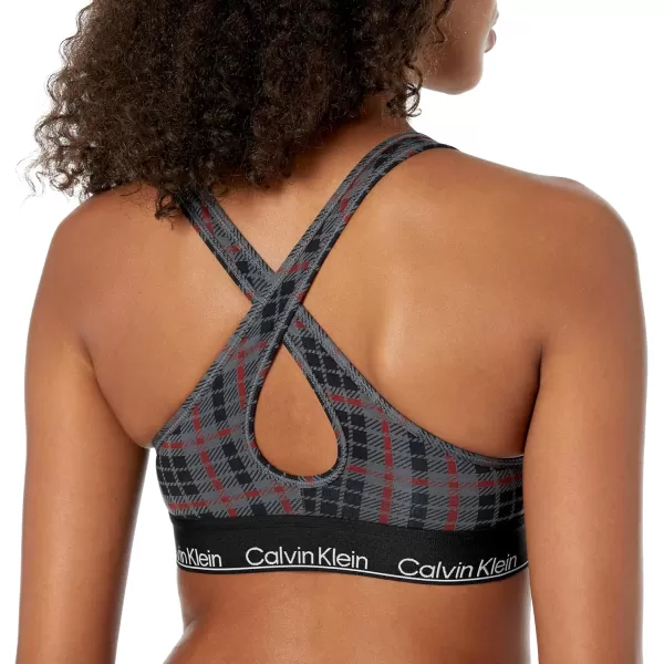 Calvin Klein Womens Modern Cotton Lightly Lined Wireless BraletteScotish PlaidcharcoalSundried Tomato