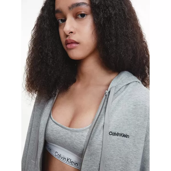 Calvin Klein Womens Modern Cotton Lounge Full Zip HoodieGrey Heather