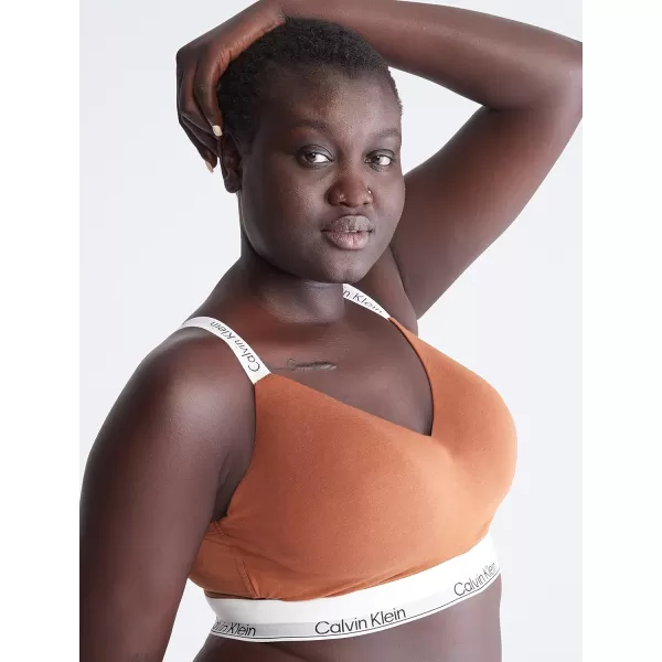 Calvin Klein Womens Modern Cotton Naturals Lightly Lined Wireless BraletteWarm Bronze