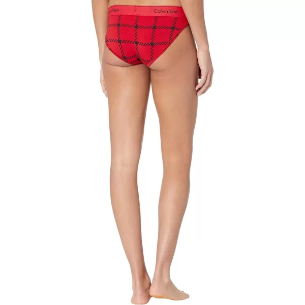 Calvin Klein Womens Modern Cotton Stretch Bikini PantyMens Window Pane Rustic Red